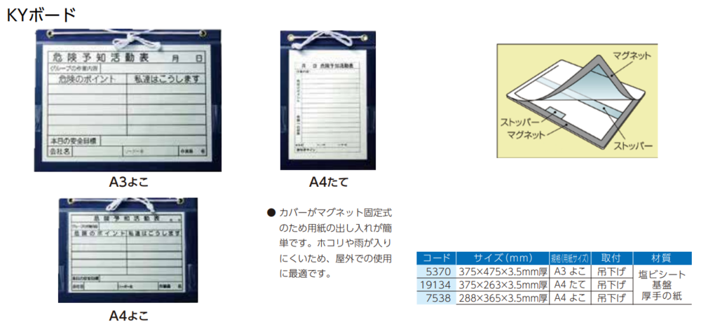 KYマグネットボード KYアルミマグネットボード 樹脂製KYボード防雨型