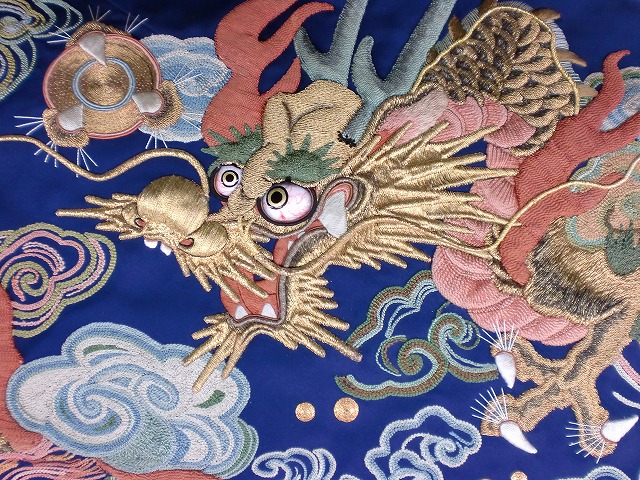 トラと龍の刺繍画 特大□《太極円龍虎激闘》レトロ新品《龍蟠虎踞 龍虎相搏》文化